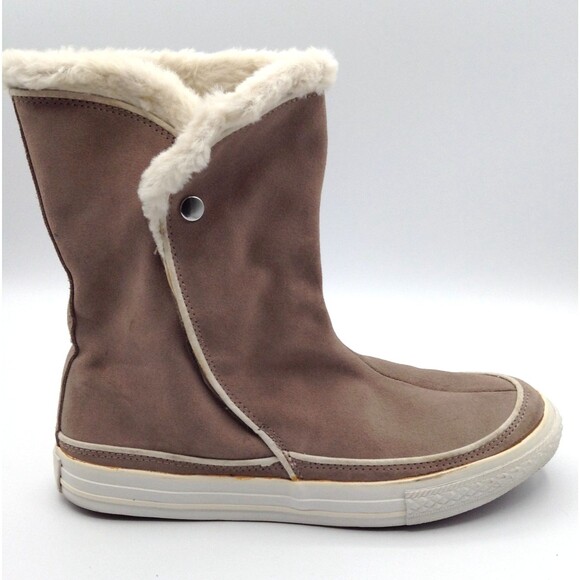 Converse All-Star Chuck Taylor Boots Wn 10 Beige Beverly Suede Faux Fur Platform - Picture 6 of 14